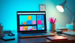 Make image square with an innovative online tool showcased on a modern laptop.