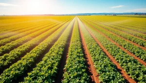 Maximize land irrigation with a modern irrigation system in a vibrant agricultural field.