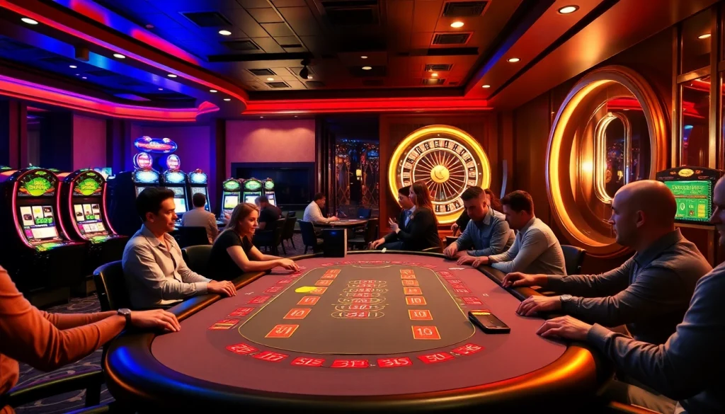 Vivez l'atmosphère palpitante du casino en ligne avec des joueurs engagés dans un poker à enjeux élevés.