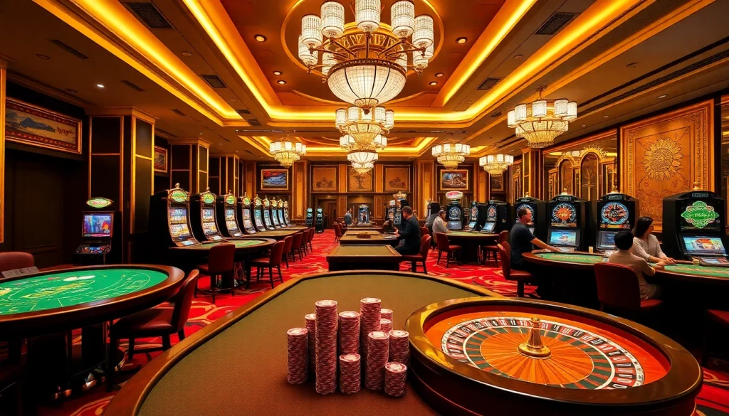 High-stakes casino scene featuring 888VND logo elements with players enjoying various games.