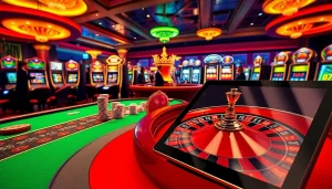 Des joueurs s'engagent à une table de roulette dans un environnement de casino luxueux, incarnant le casino en ligne argent réel France.