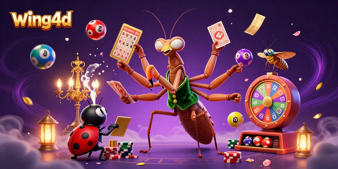 Experience the thrill of wing4d with vibrant lottery elements and playful casino characters.