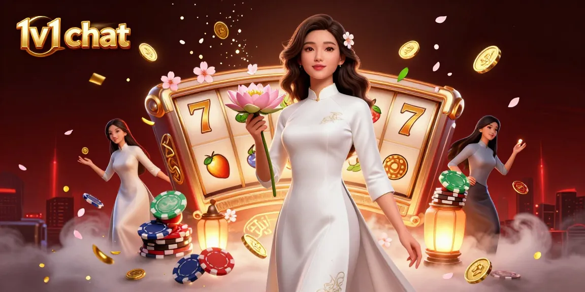 Engage in an exhilarating 1v1 chat while immersed in an illustrated casino with vibrant energy.