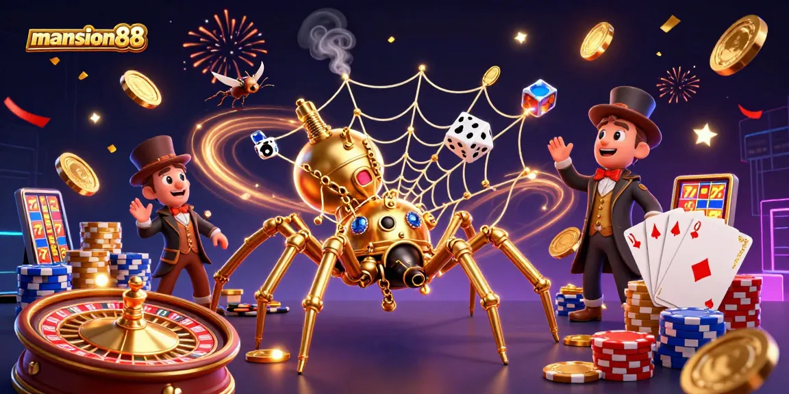 Win big at mansion88 with intense gaming action, golden coins cascading in a vibrant scene.