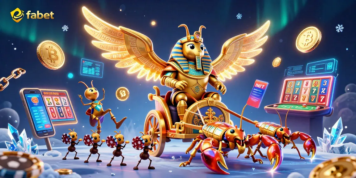 Join fabet for a thrilling casino adventure with golden beetles, poker chips, and mystical elements.
