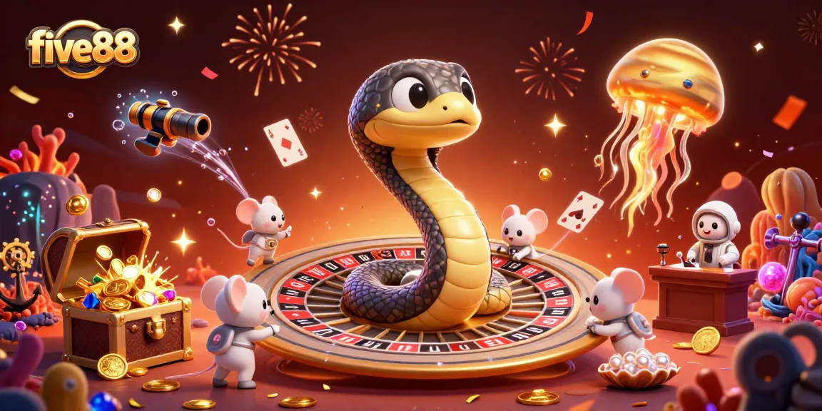Experience the thrill of five88 with astronauts betting on a cosmic roulette wheel amidst treasure and fun!