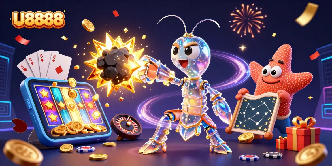 Engaging U8888 casino experience featuring vibrant gaming elements and celebratory effects
