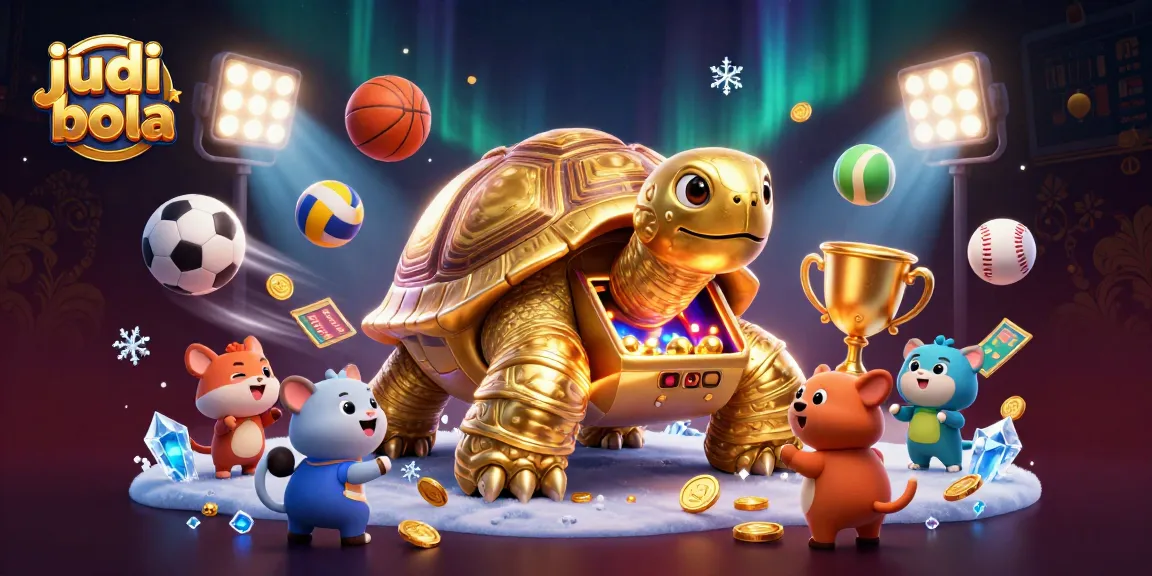 Engage in judi bola with a vibrant 3D illustration showcasing sports elements and dynamic action.
