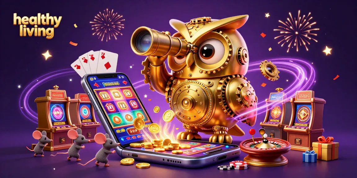Engage with healthy living while enjoying vibrant casino slots and golden coins cascading in a festive atmosphere.